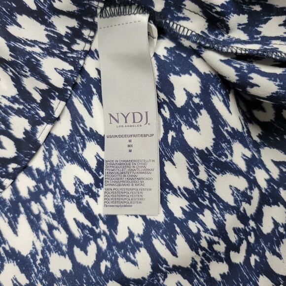 NYDJ blue split neck heart peasant challis blouse with contrasting yoke size M - Picture 9 of 11